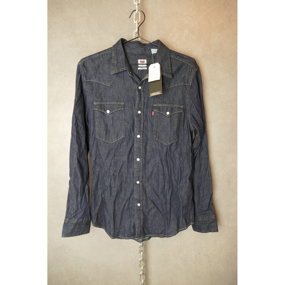 Levi's‎ Mens Standard Western Shirt Denim Button Up Long Sleeve Blue Small S